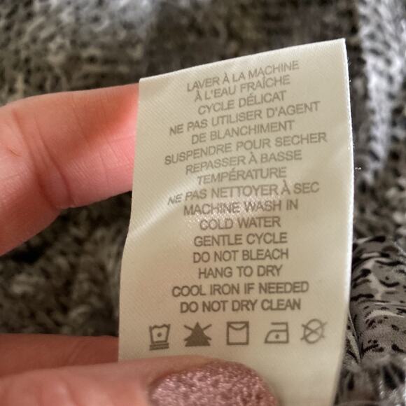 Kenar Grey/Black Print Sheer Buttondown, Size S - Picture 9 of 9